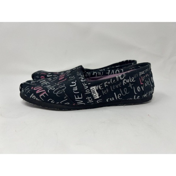 TOMS Women's W6 "Let Love Rule" Shoes Black /pink/silver - Picture 2 of 7
